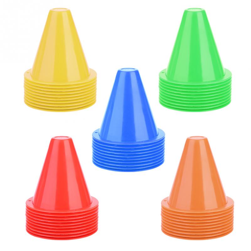 10 stück/set fußball-trainingsmarker, 8cm fußball-, rugby-, skating- und skateboard-platzmarkierungen, pe-kegelplatten, geschwindigkeitstrainingsgeräte