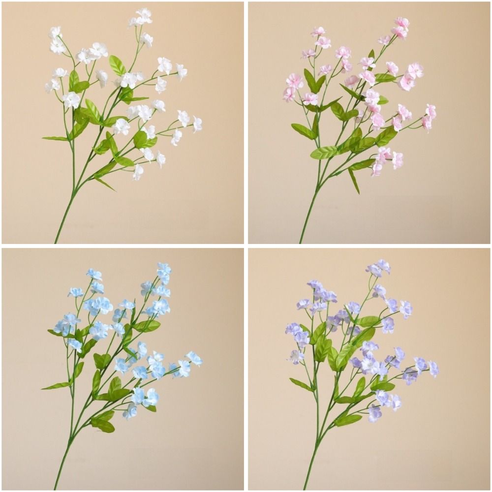 Real Touch Forget-Me-Not Artificial Forget-Me-Not Flowers 47cm Silk Floral Bouquets Long Branch DIY Simulation Flowers Wedding