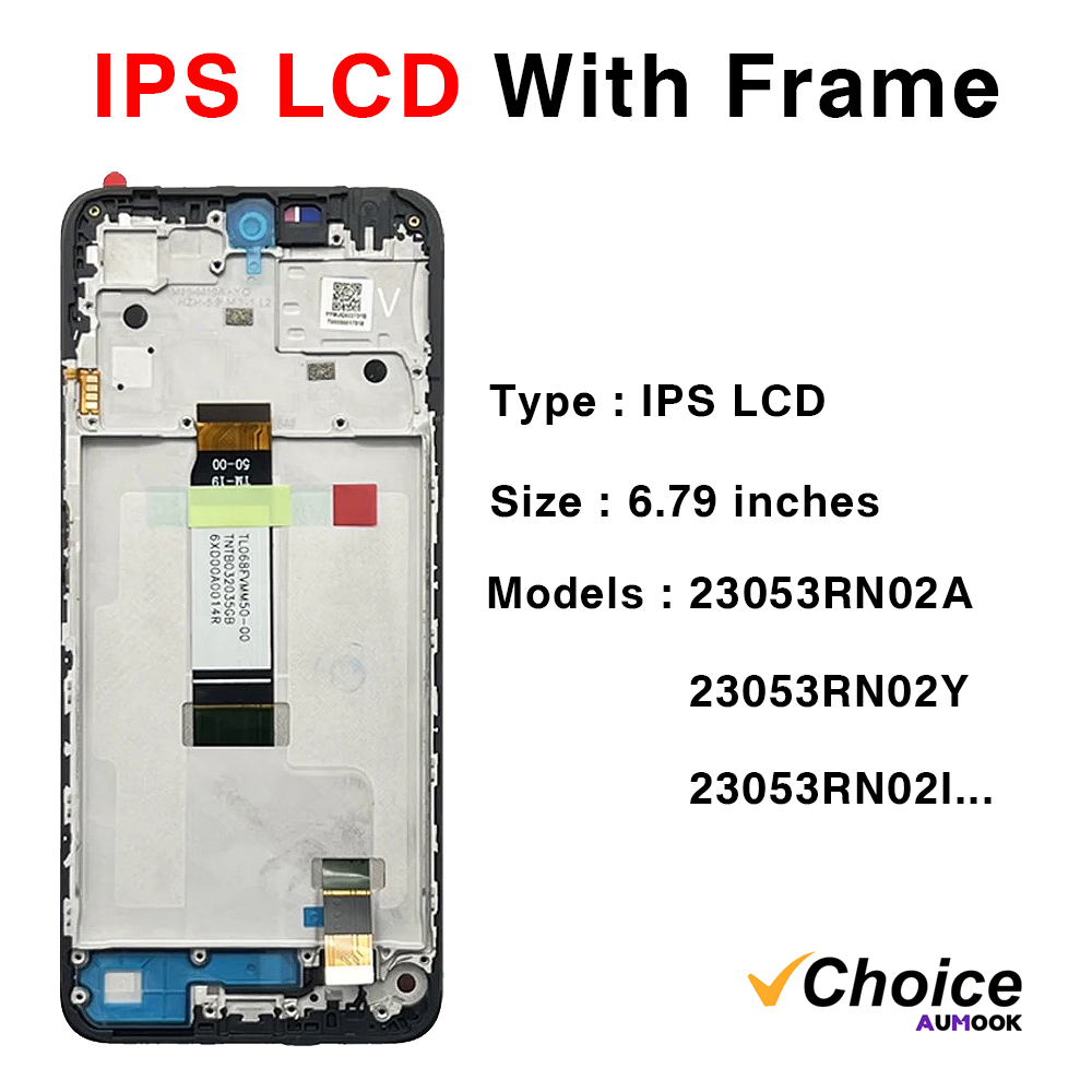 Pantalla de 6,79" para Redmi 12 4G/5G LCD Pantalla táctil Ensamblaje de digitalizador Pantalla para Xiaomi Redmi12 con marco Pantalla LCD: Negro