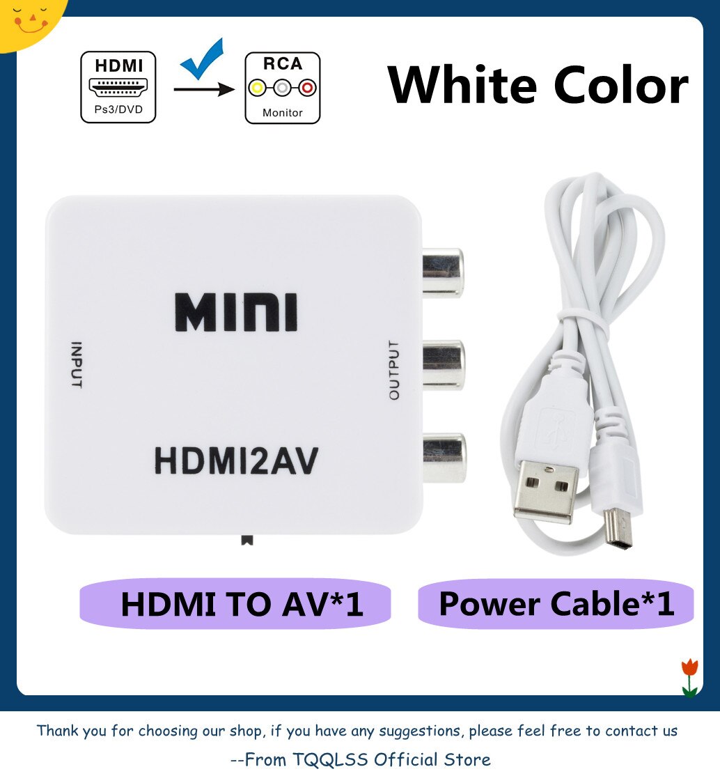 Hdmi-Comaptible Naar Av Converter Av/Cvsb L/R Video Box Hd 1080P AV2HDMI Ondersteuning Ntsc pal Output HDMI2VGA VGA2HDMI Converter Box: HDMI TO AV White