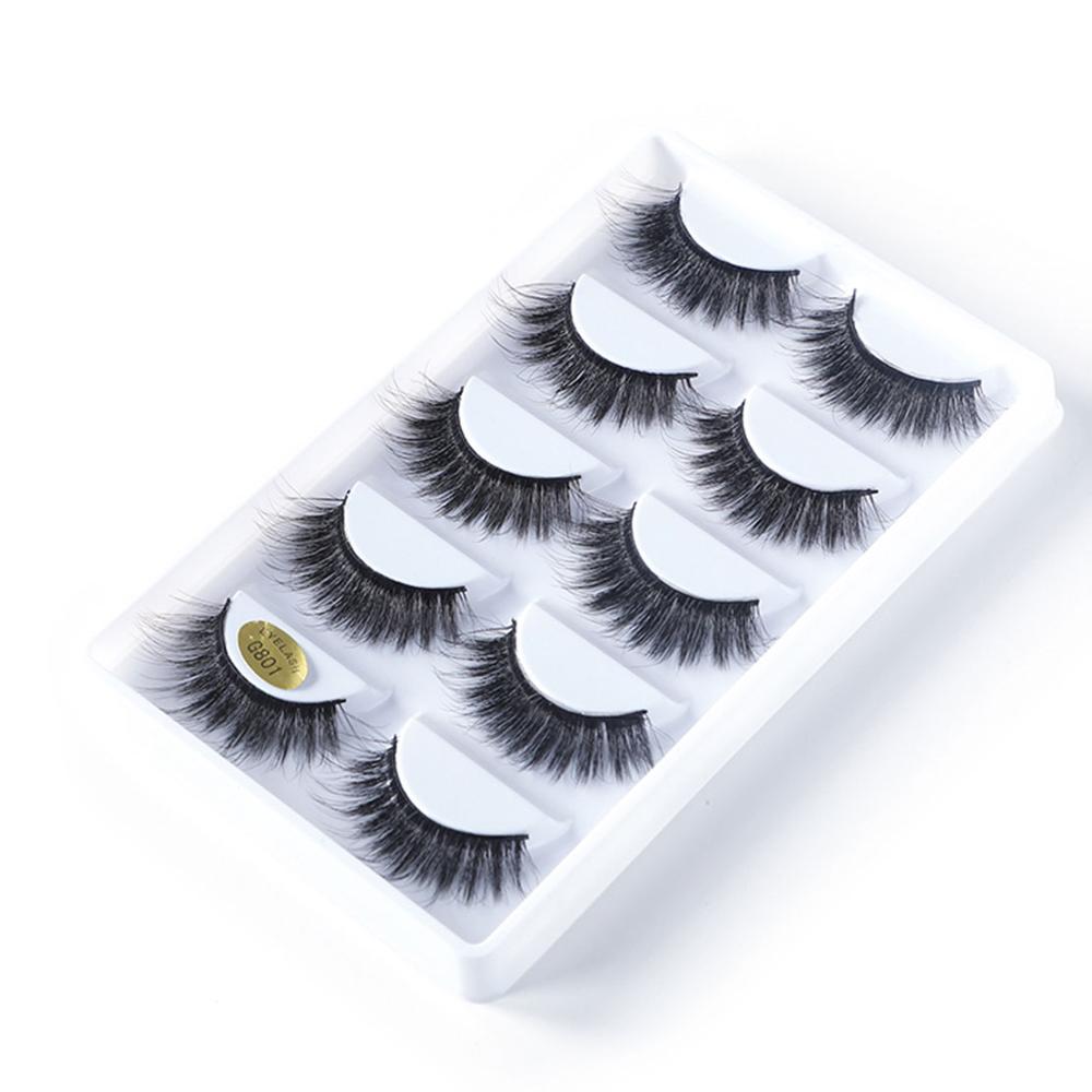 5 Pairs Dramatic Mink Lash Soft Light Weight Long Eyelashes Beauty Makeup Full Strip Lashes Crisscross Volume False Eyelash: SM-G801