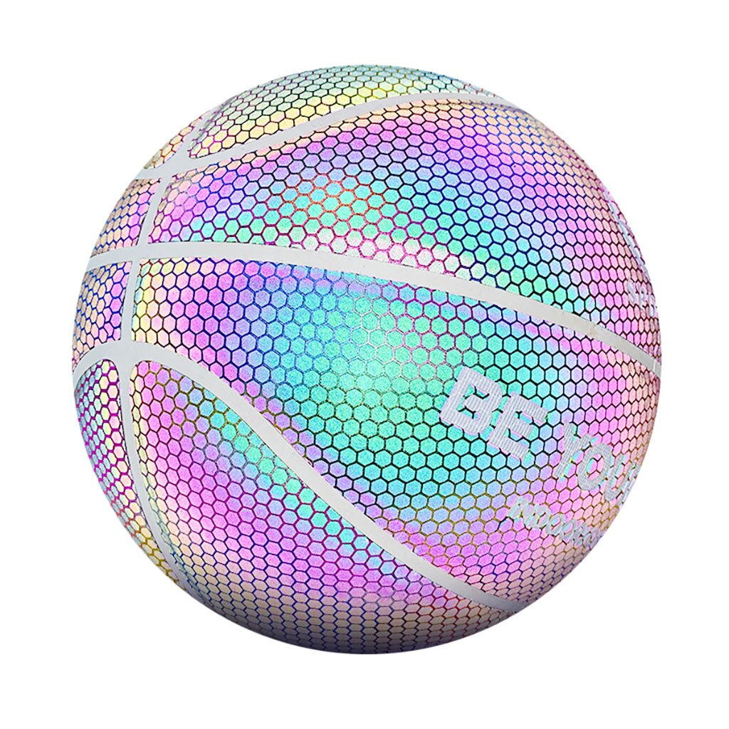 Holografisk glødende basketball reflekterende lysende fluorescerende basketball tændt glød basketball nat spil nr. . 7 basketball
