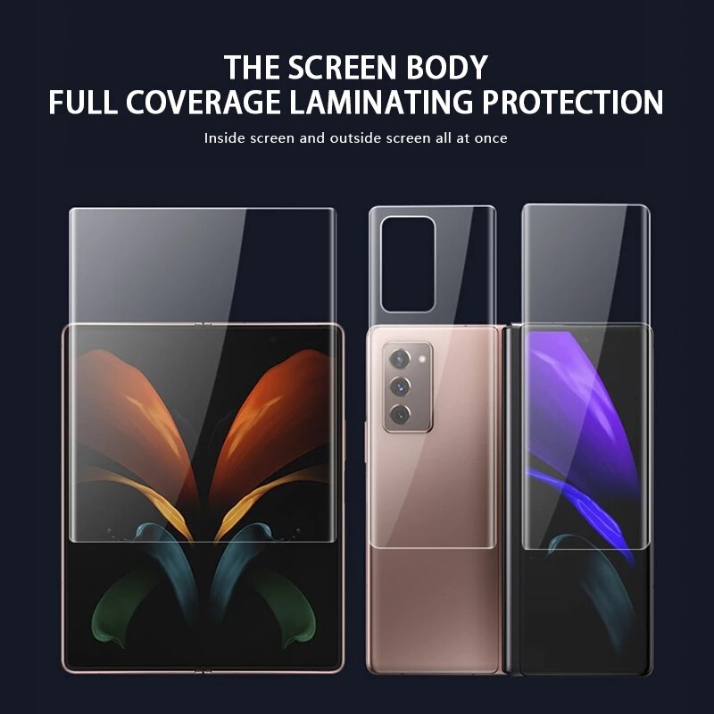 Fit For Samsung Galaxy Z Fold 3 Front Back Soft Hydrogel Film Full Cover Mobile Phone Screen Protector HD Films Sticker: For Z Fold 2