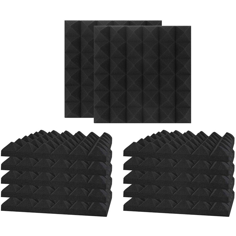 12 pezzi di Pannelli in Schiuma Acustica, studio Cuneo Piastrelle, A prova di fuoco Fonoassorbenti Piramide studio Pannelli di Parete 30x30x5cm: Default Title
