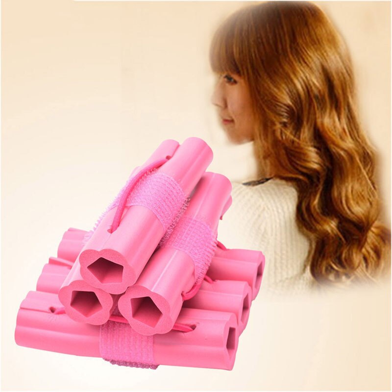 Roze 6 stuks/set magische schuimspons krultang diy golvend haar reis thuisgebruik zachte krultang rollers stylingtools