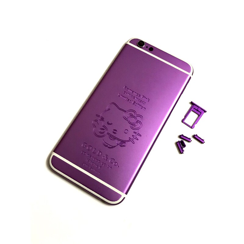 100% testowane gwarancji obudowa dla iphone 6 tylna pokrywa podwozia bliski rama baterii drzwi kolorowe z karty tacy i przyciski: Hello kiki purple