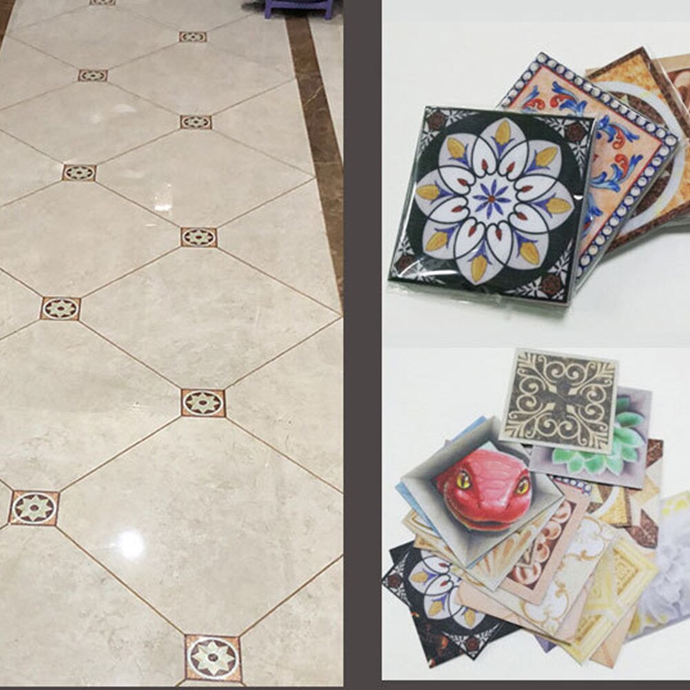 PVC Self Adhesive Ceramic Tile Sticker Waterproof Wall Sticker Art Diagonal Floor Stickers Kitchen House Decoration