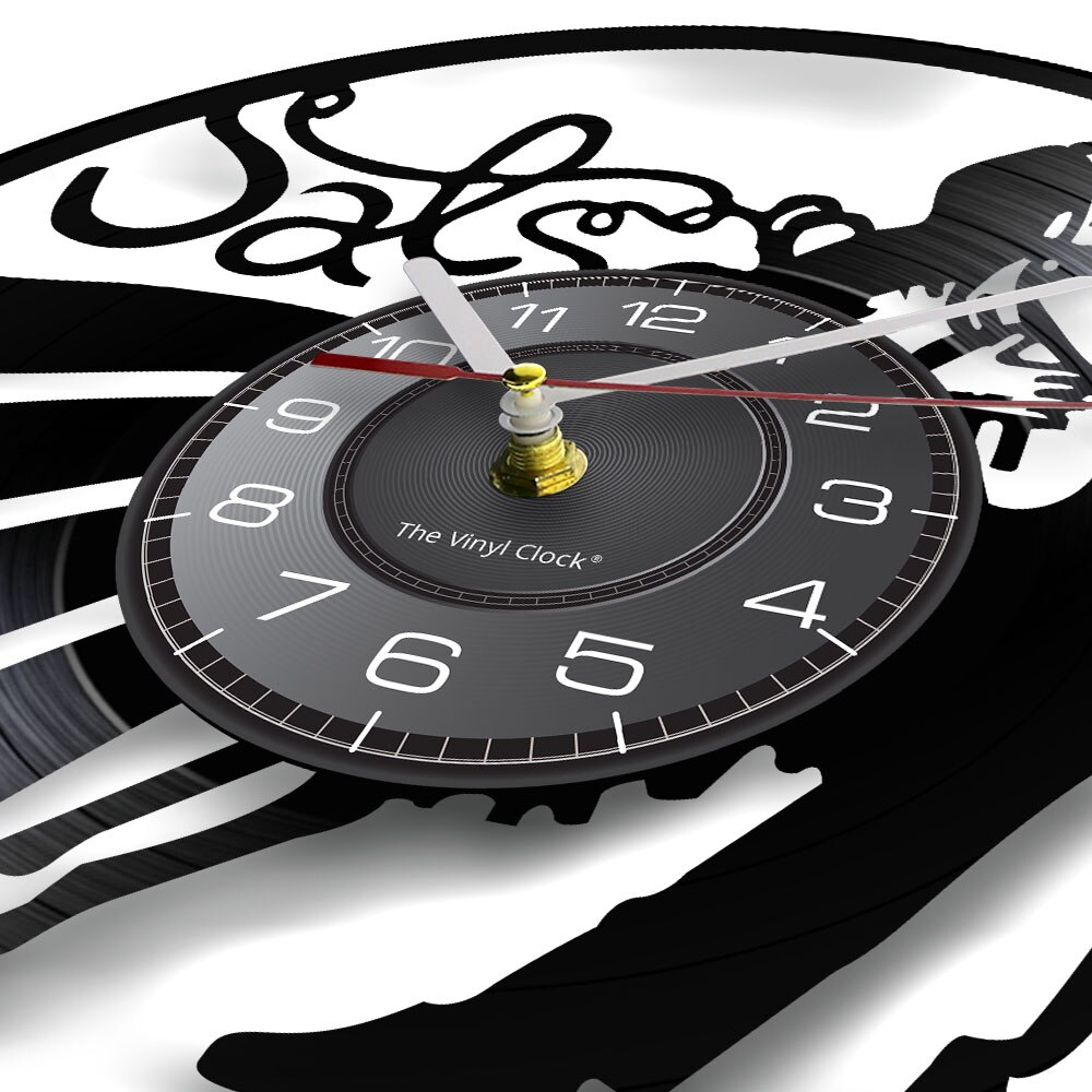 Reloj de pared Vintage para Danza Latina y Salsa, con silueta de pareja de baile, disco de vinilo, lámpara de pared para estudio de baile de salón Latino
