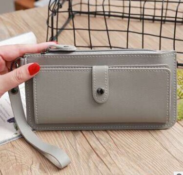 Style Women Casual Solid Clutch Long Wallet Purse Ladies Zipper Hasp Phone Card Holder: B