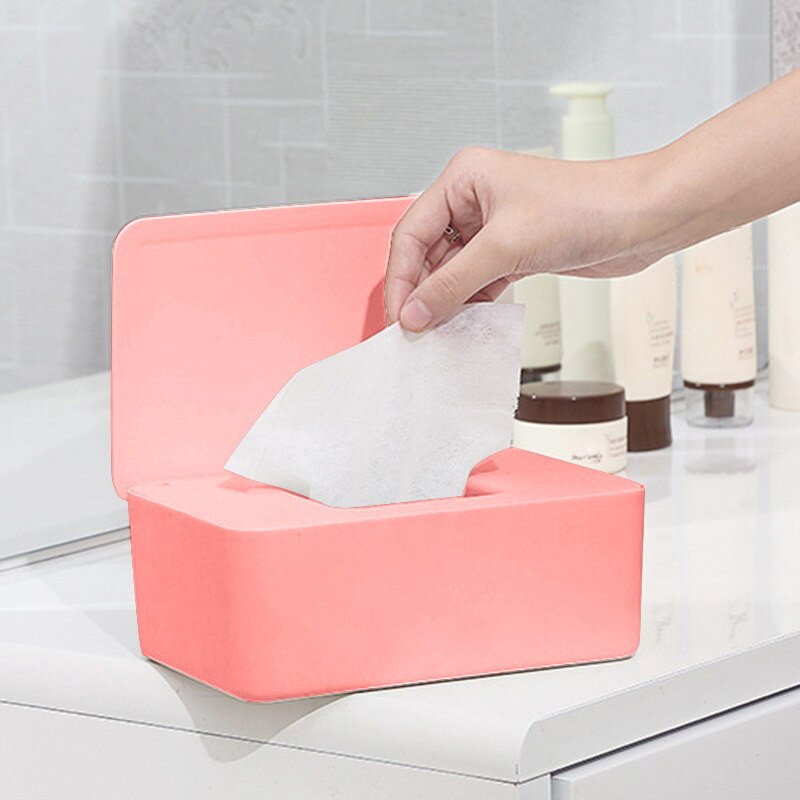 Dustproof Tissue Storage Box Case Wet Wipes Dispenser Holder with Lid for Home Office Desk Car FKU66