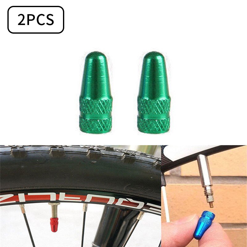 2PCS Tappo Della Valvola Della Bicicletta di Alluminio Della Bicicletta Presta Valvola Tappo di Alta Pressione Spikes Pneumatico Della Valvola Della Polvere Della Copertura MTB Della Bicicletta Della Bici accessori: Green A