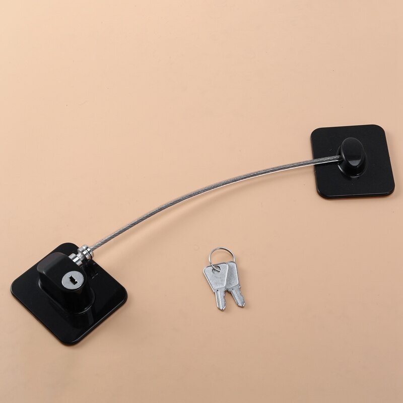 SAFELON 2 Stuks babyveiligheid Franse koelkast deurslot, kindveilig dubbel deur koelkastslot, kastkastslot voor peuters en baby's, geen boren & geen gereedschap (Zwart