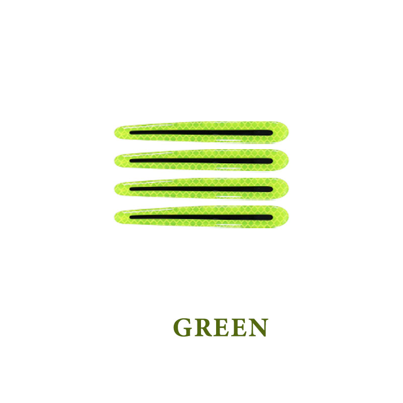 4pcs 3D Auto Deurklink Reflecterende Strips Waarschuwing Tape Deurklink Kom Cover Sticker Reflector Auto Styling Exterieur Accessoires: 4PCS GREEN STRIPS