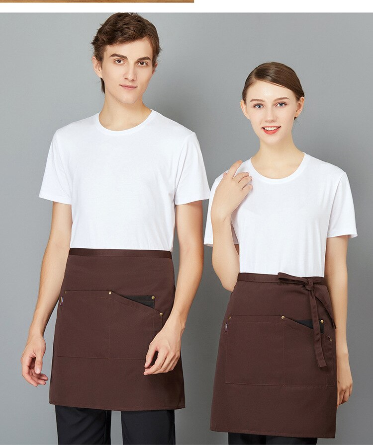1pcs Short Half Apron Denim Restaurant Hotel Waist Chef Apron Bar Pub Kitchen Cafe Server Waiter Waitress Cook Apron Universal: 60x45cm brown