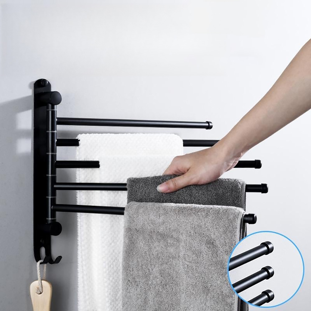 Rotierender Handtuchhalter aus Edelstahl 304, kein Stanzen, Handtuchhalter, Doppelstange, Multi-Stange, Badezimmer-Handtuchhalter, Hängestange