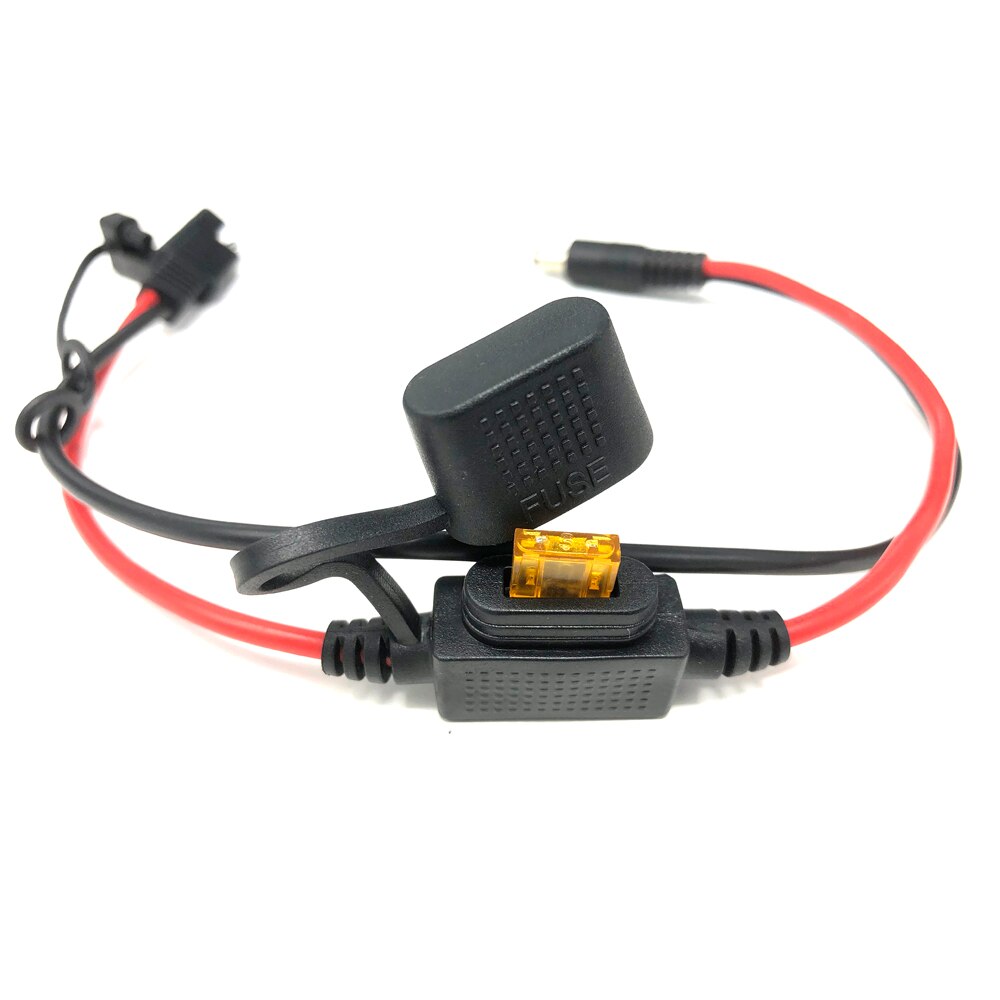 Sae til  dc5521 dc 5.5mm x 2.1mm coax 15 awg kabel motorsykkel varme klær adaptere 14 awg 30cm 5a sikring