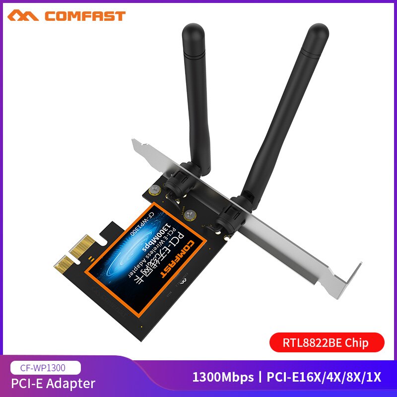 Comfast cf -wp1300 1300 mbps dual-band pci-e draadloze adapter 802.11b/ g/n gigabit pci draadloze netwerkkaart met 2*3 dbi antenne