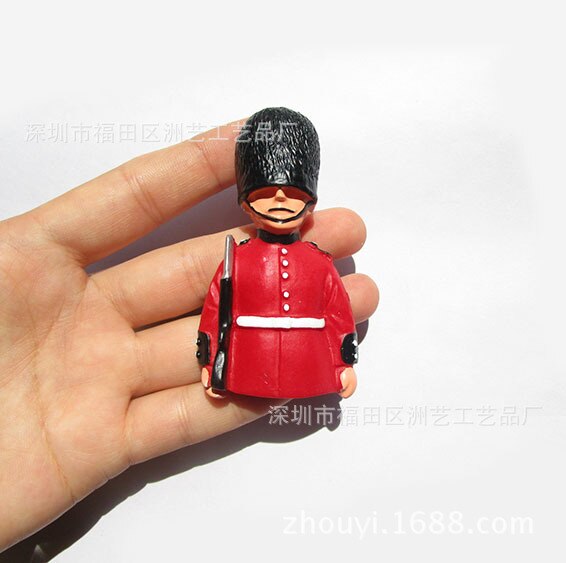 Aimant de réfrigérateur anglais, Bus de londres, soldat britannique, ours mignon, cabine téléphonique, Souvenir touristique, autocollants de réfrigérateur stéréo en résine: soldier 2