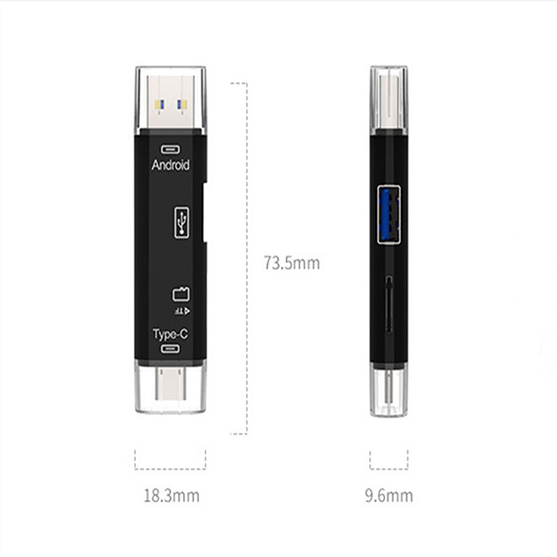 Kebidu-leitor de cartão micro usb tipo c, alta velocidade, 5 em 1, universal, otg tf/sd para celular, para mac10, win7/8/xp/vista