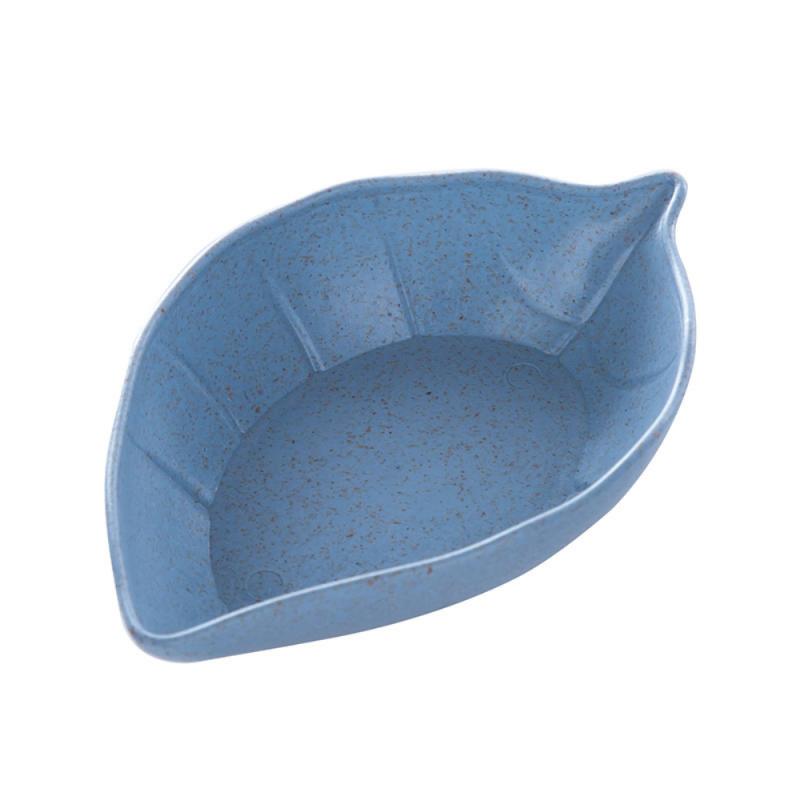 1PC multi-usages blé paille bol vinaigre assaisonnement solide soja plat Sauce sel Snack petite assiette cuisine fournitures: 05 Leaf Blue
