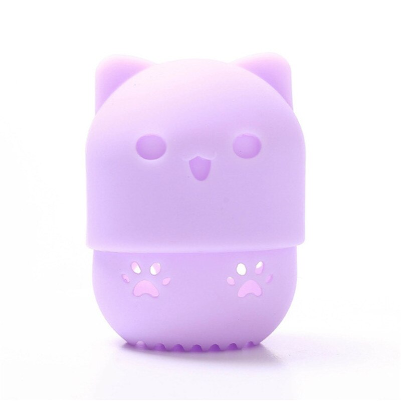 Kitten Soft Silicone Powder Puff Drying Puff Blender Beauty Sponge Travel Case Holder Sponge Egg Capsule Display Rack Egg: Purple