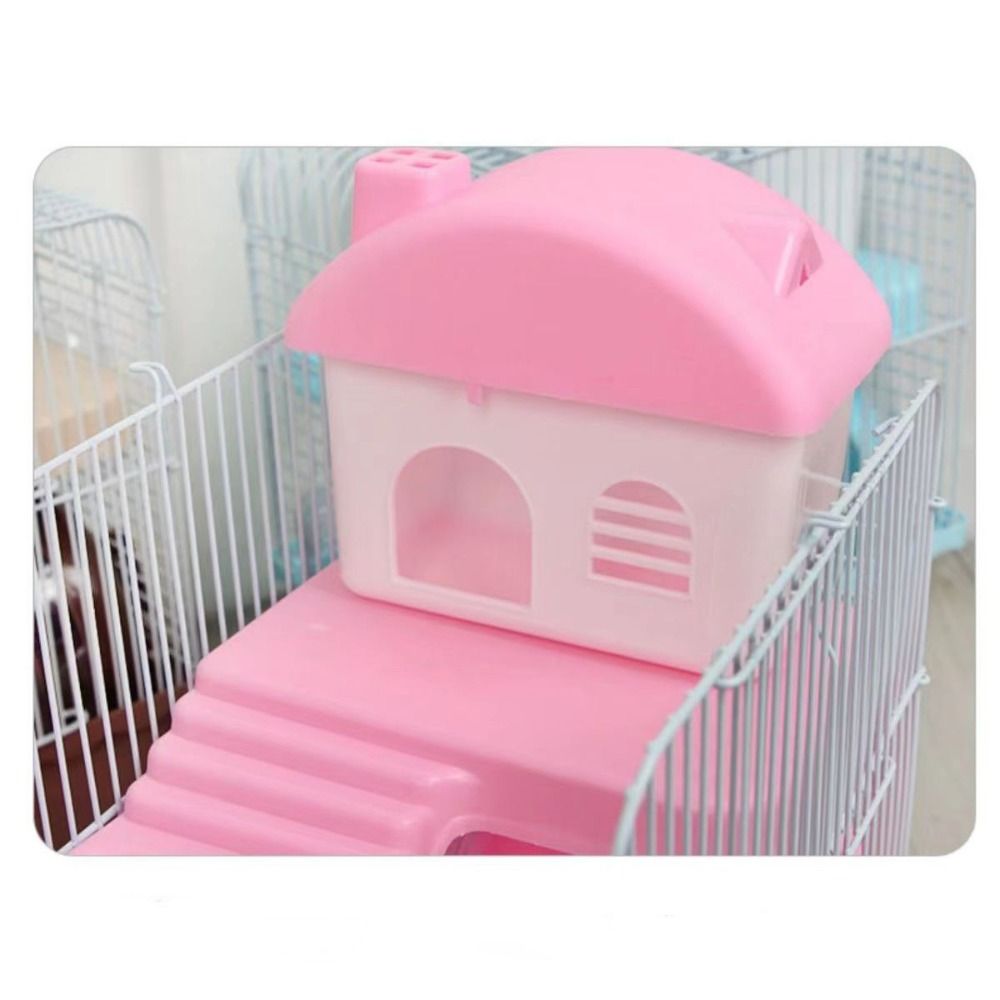 Ventilation Hamster Double-storey Villa Removable with Handle Pet Castle Cage Feeding Bottle with Running Wheel