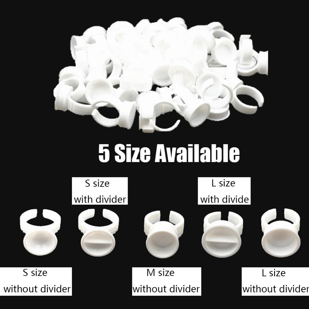 Anillos de pegamento para pigmento Microblading, soporte para tinta de tatuaje S/M/L, accesorios de maquillaje para cejas, tazas de pegamento para extensión de pestañas, 100/1000 Uds.