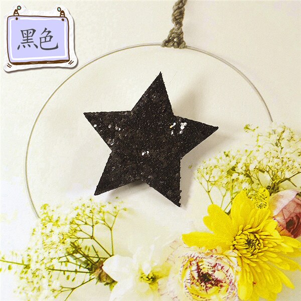 Shiny Sythetic Leather Star Barrette For Kid Girls Bling Leather Children Hair Clips Toddlers Hairpins Hair Accessories: Black