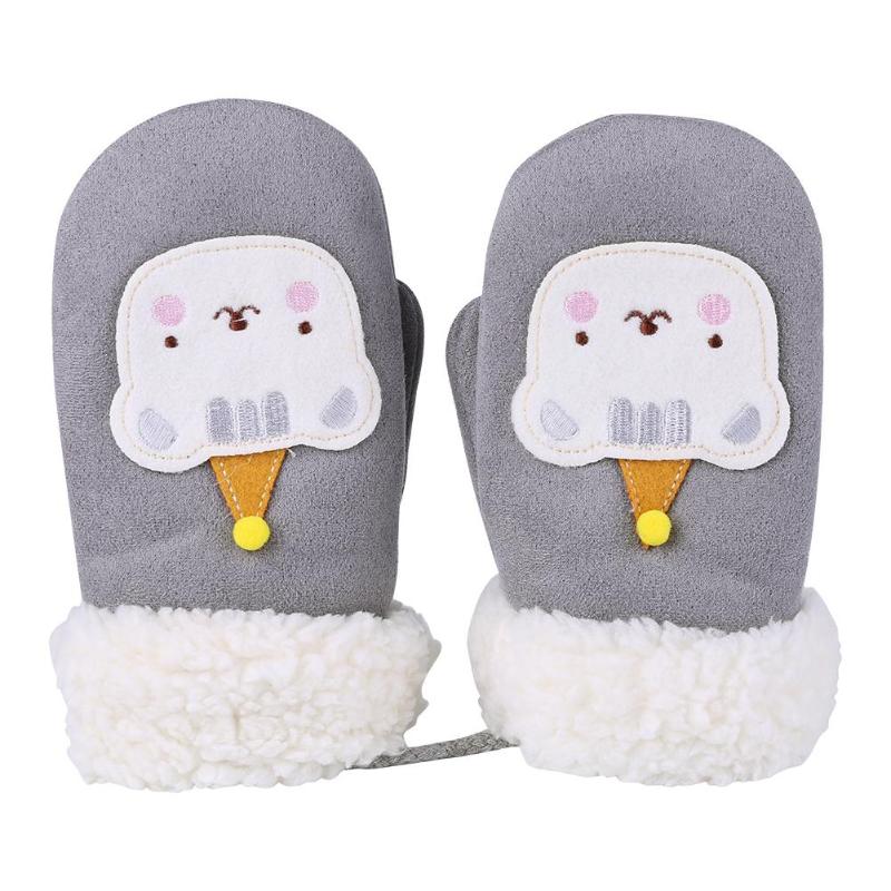 1 paio di Ragazzi di Inverno Guanti Caldi Dei Bambini Di Natale Del Fumetto Guanti Da Sci Addensare Mano Muff Mani di Protezione Del Bambino Guanti e Guanti: Grey
