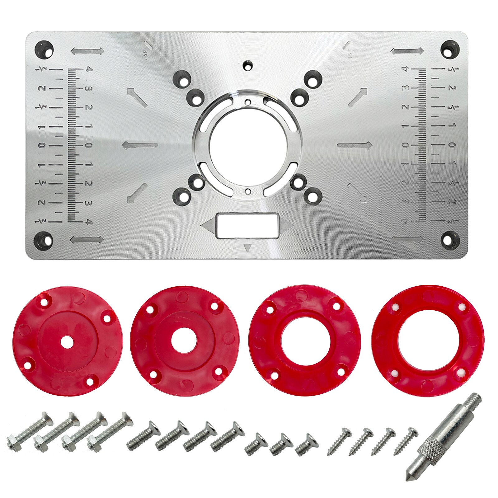 Aluminium Router Table Insert Plate Table For Woodworking Benches Router Plate Wood Tools Milling Trimming Machine With Rings: Purple
