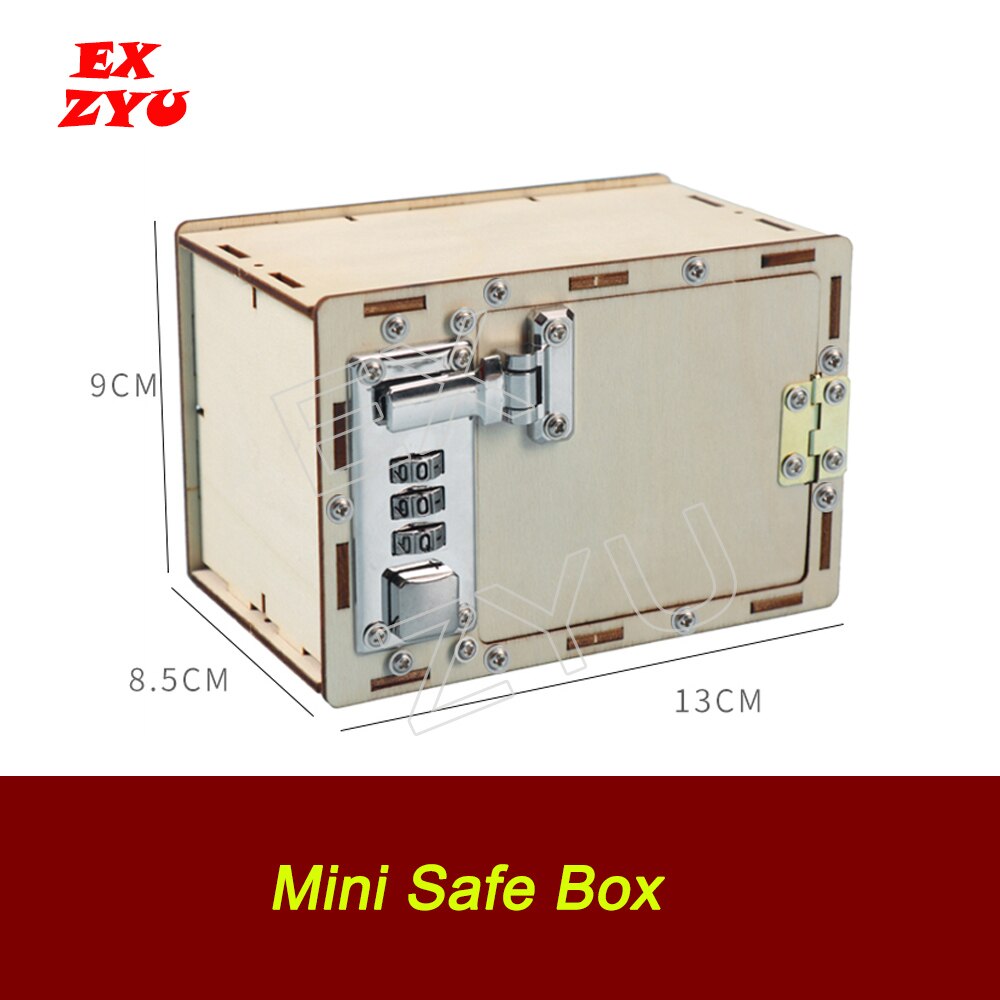 EXZYU Mini Safe Box Prop Real Life Escape Room Get the password to open the 3 numbers lock to get clues Chamber Room