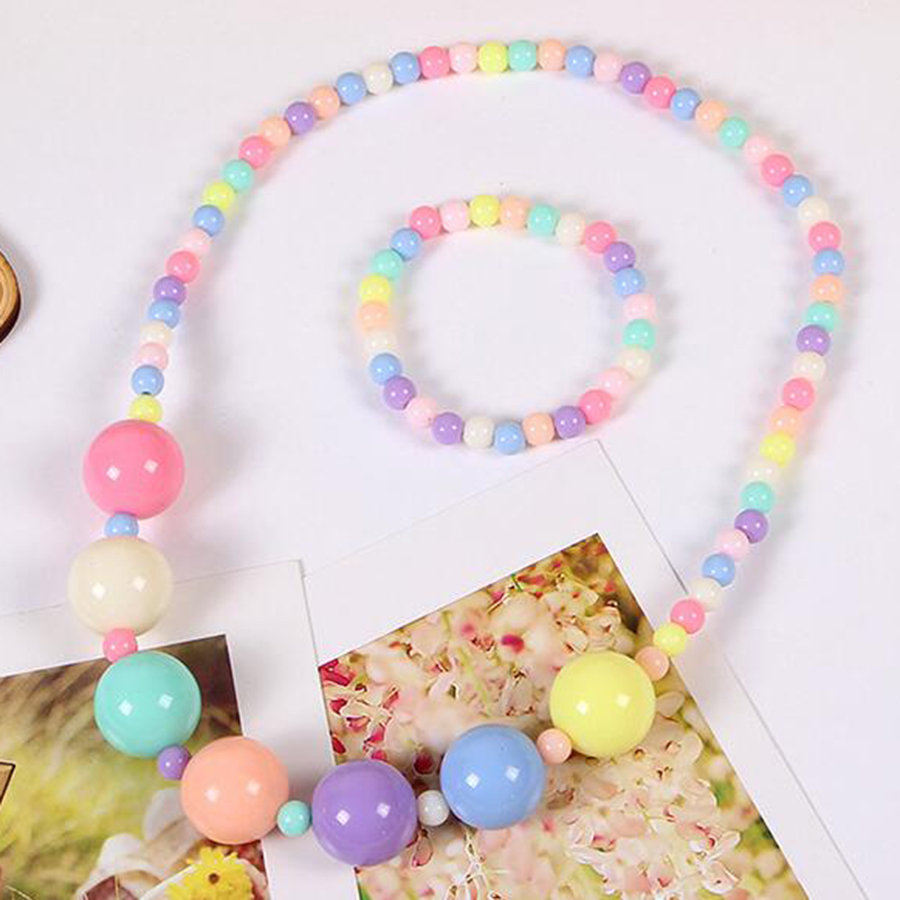 Neue Süssigkeit Farbe Perlen für Art Blume Halskette Armbänder Prinzessin Baby Mädchen Schmuck einstellen Kind Halsband Zubehör T137