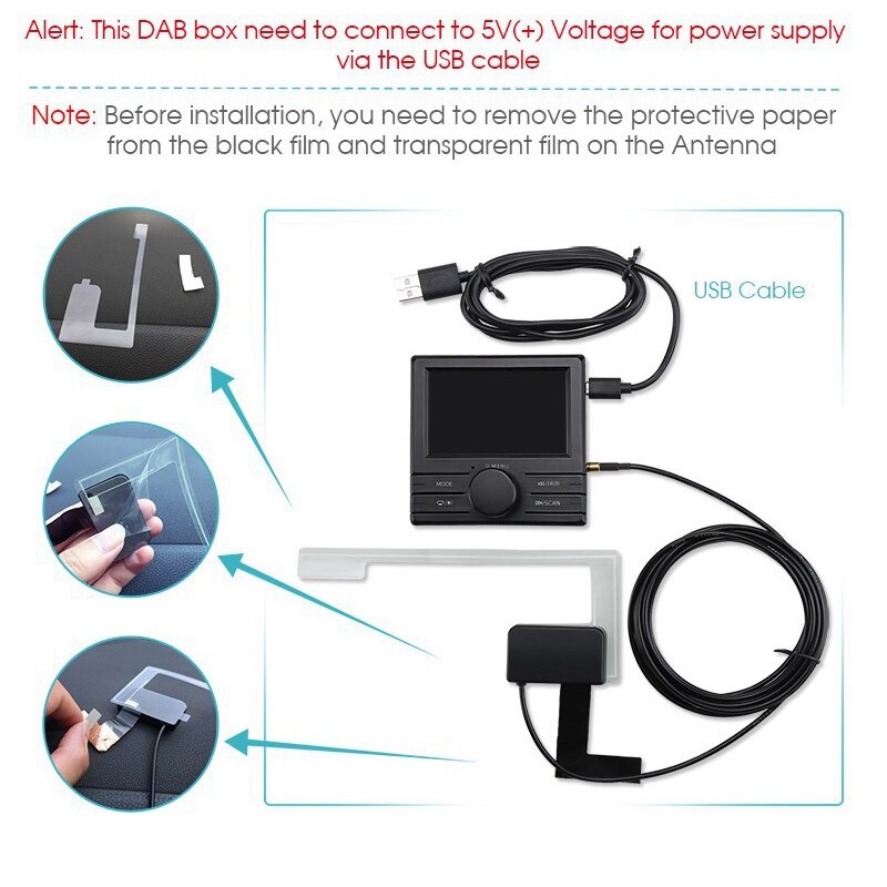 DAB 003 DAB + Boxed Digital Radio Antenna Tuner FM Transmission 3.0 Inch Display with Bluetooth, for Car Radio