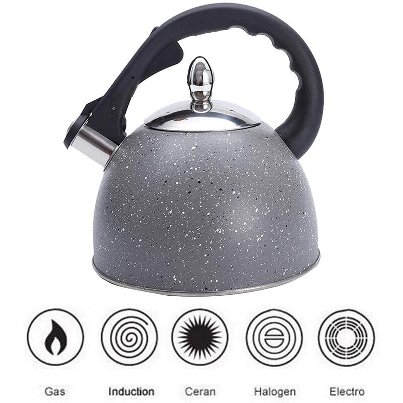 Bouilloire à 3l sifflets, bouilloire à gaz domestique à sifflet pour cuisinière à induction, théière en acier inoxydable avec poignée résistante à la chaleur