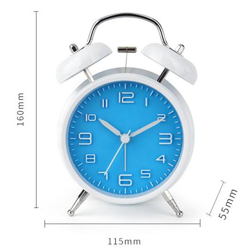 Alarma fuerte para sueño profundo, de 4 pulgadas reloj Retro, alarma de doble campana con retroiluminación para dormitorio y decoración del hogar
