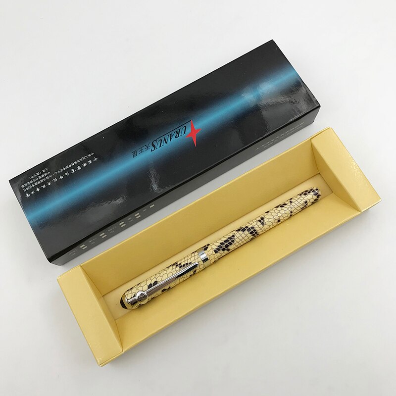 Pluma estilográfica Duke Punta fina de 0,5mm, bolígrafos de de negocios de punto de iridio metálico para hombres y mujeres con estuche de bolígrafo, 1 unidad/lote, suministros de oficina: snake skin color