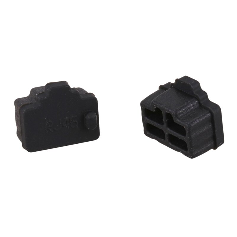 Ethernet Hub Port RJ45 Anti Dust Cover Cap Protector Plug 10Pcs Black