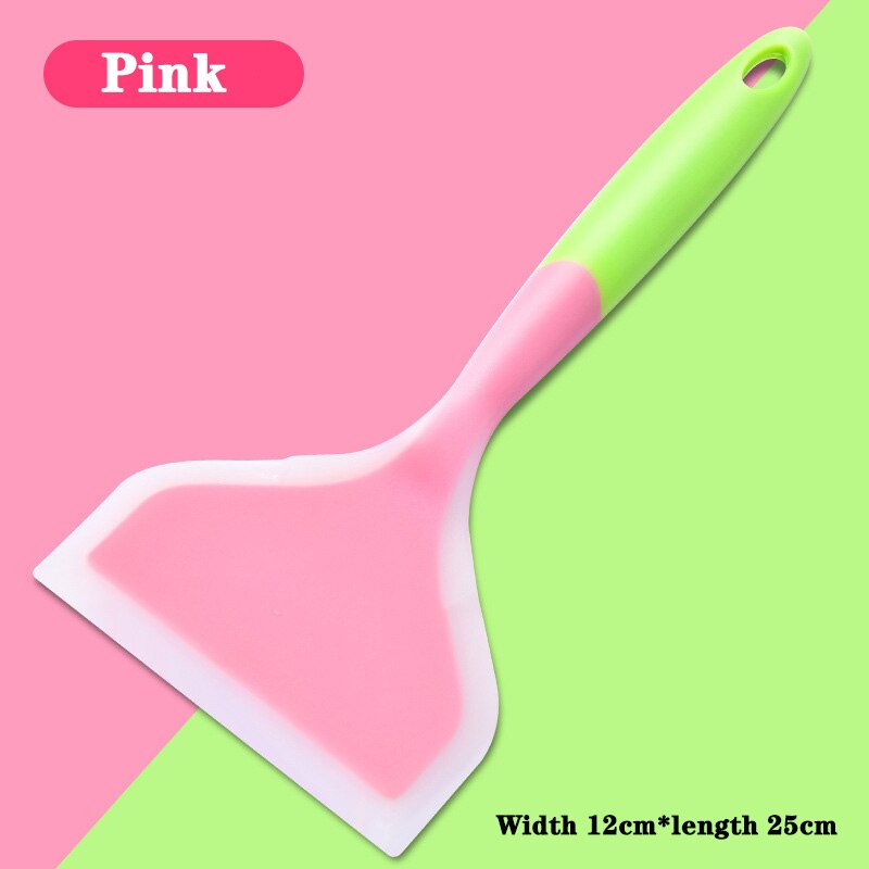 Non-stick Silicone Spatula Kitchen Ware Cooking Utensils Spatula Beef Meat Egg Butter Scraper Pizza Shovel Turners Food Lifters: GJC18 Pink