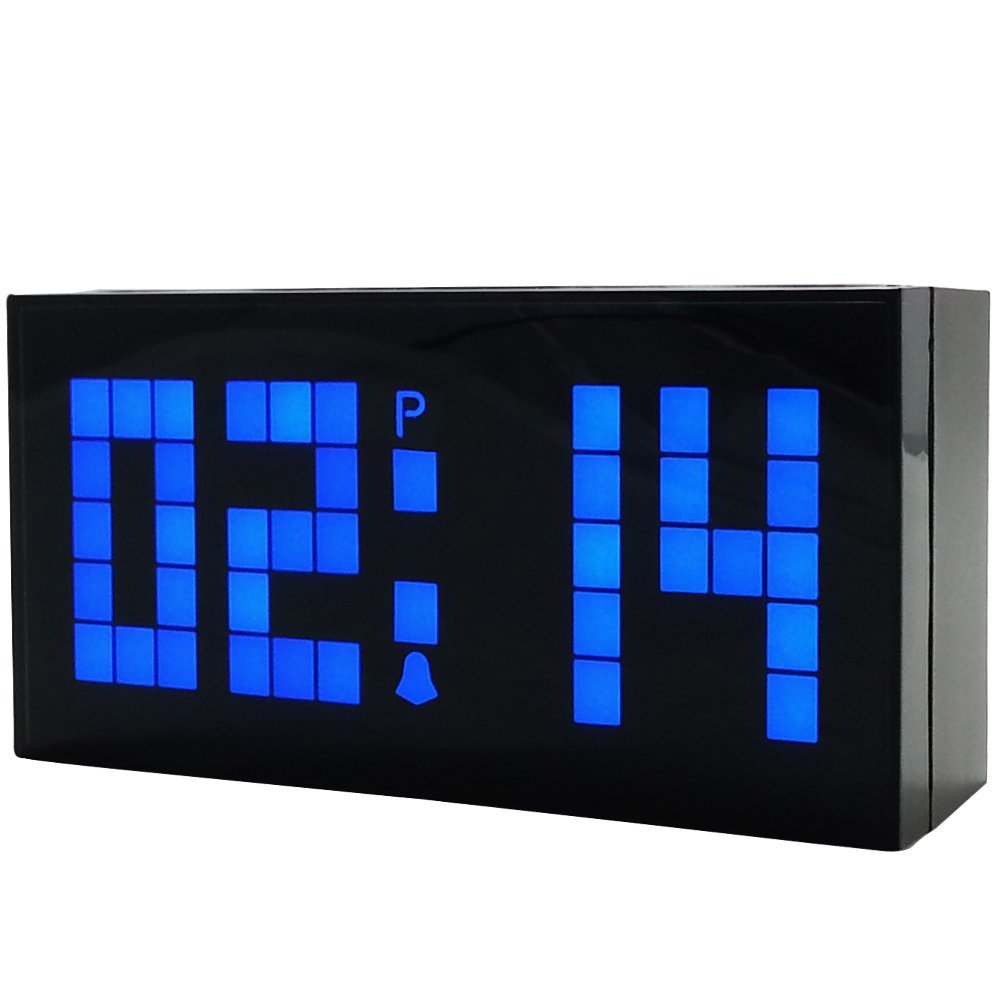 4 Colors LED Clock Digital Alarm Clock Wall Table Desktop with Snooze Calendar Temperature: 4Digit 5pixels Blue