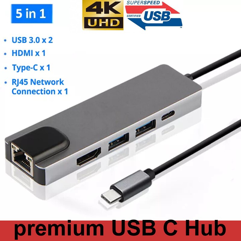 tipo-c estación macbook portátil 5-en-1 con HDMI tarjeta multi-en-1 Convertidor para iPad de tipo C para MacBook