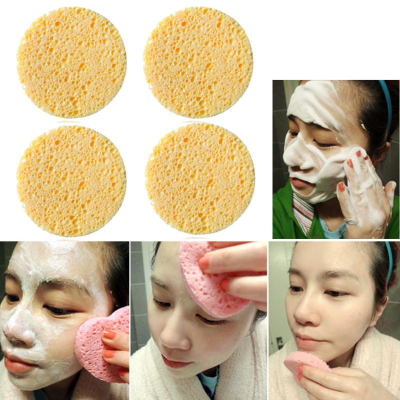 Face Wash Product Natural Wood Fiber Face Wash Cleaning Round Sponge Makeup Tools Cleaning