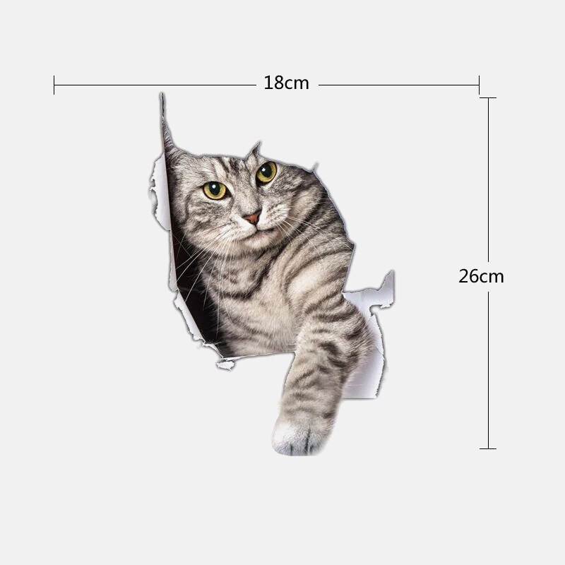 Adhesivo de gato para pared de varios gatitos bonitos viñetas de animales 3D vívido chico de bebé habitación decoraciones de baño Peel & Stick pegatina de inodoro: 6