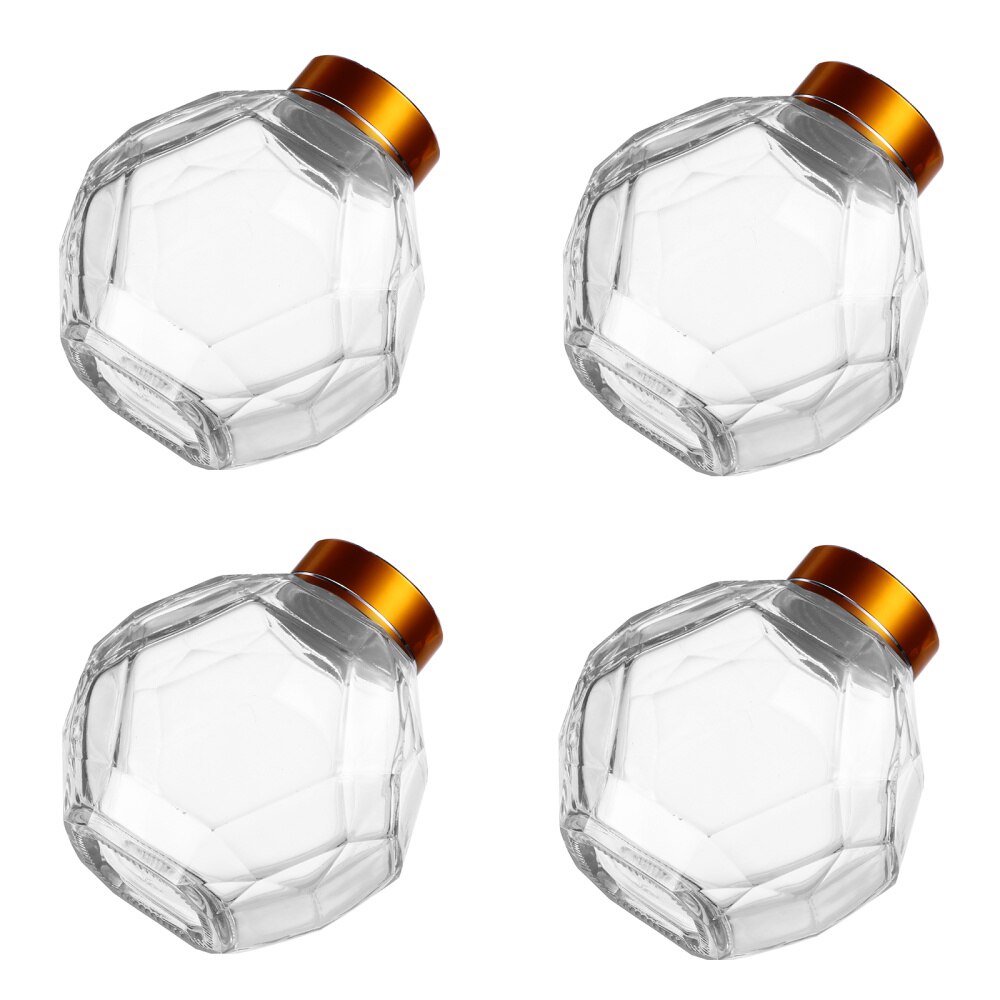 4 Stuks Clear Honing Jar Bee Honing Fles Clear Honing Potten Transparante Honing Potten: Golden