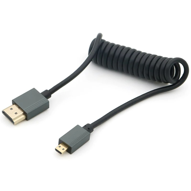 1m bärbara 8k uhd-spiralkablar mini/micro hdmi-kompatibel stretchfjäderkabel för pc bärbar dator surfplatta kamera dv skärm hdtv: Elfenben