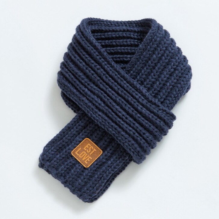 Winter warme baby gebreide sjaal kinderen jongens meisjes breien effen sjaal halskraagwarmer sjaals accessoires: Blauw