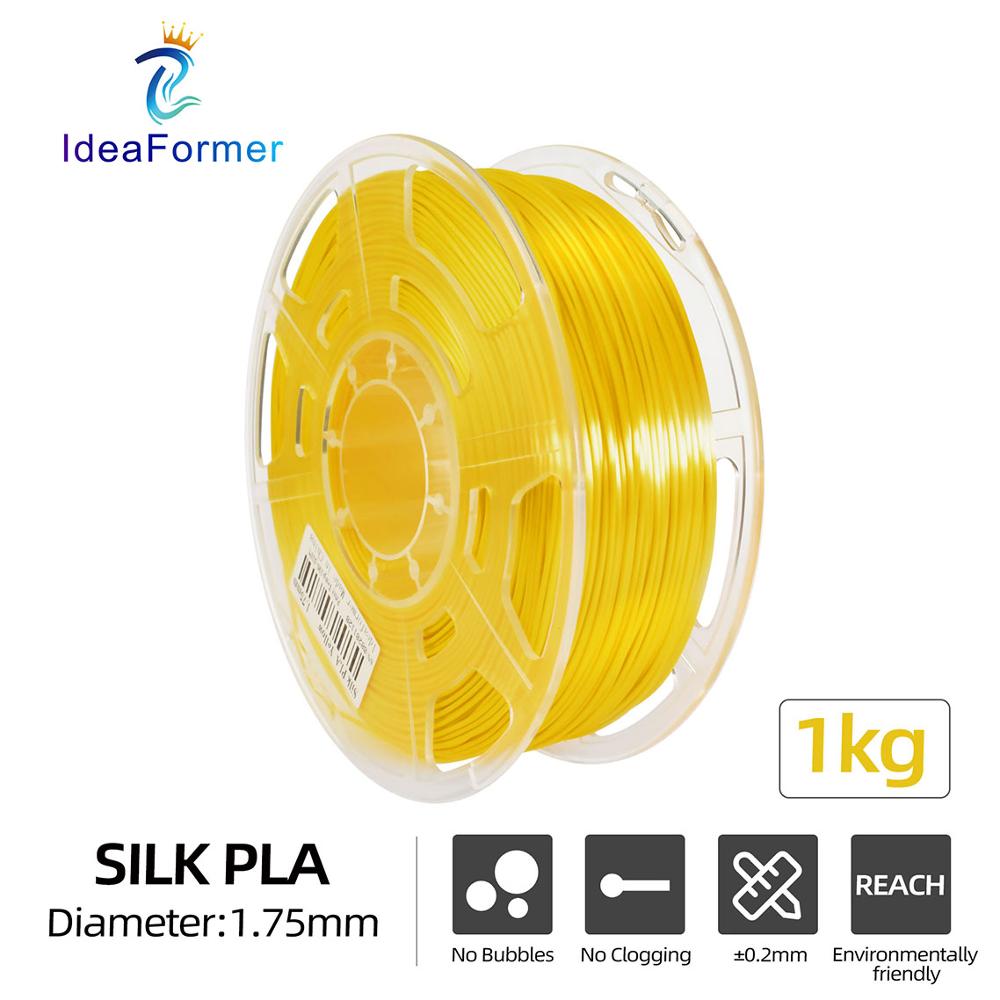Ideaformer 1.75Mm Pla Zijde-Pla Filament 1Kg Transparante Spool Multi-Coloured Verbruiksartikelen 3D Plastic Printing Materialen filamento.: Silk PLA-Yellow
