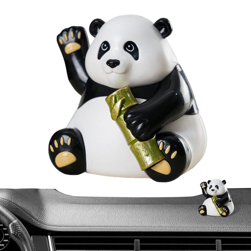 Panda-Figuren, niedlicher Karikatur-Panda-Bär, Solarspielzeug, Armaturenbrett-Figuren, Schreibtisch-Schaukel-Statuen, Panda-Schreibtisch-Zubehör, Bommel-Tänzerin