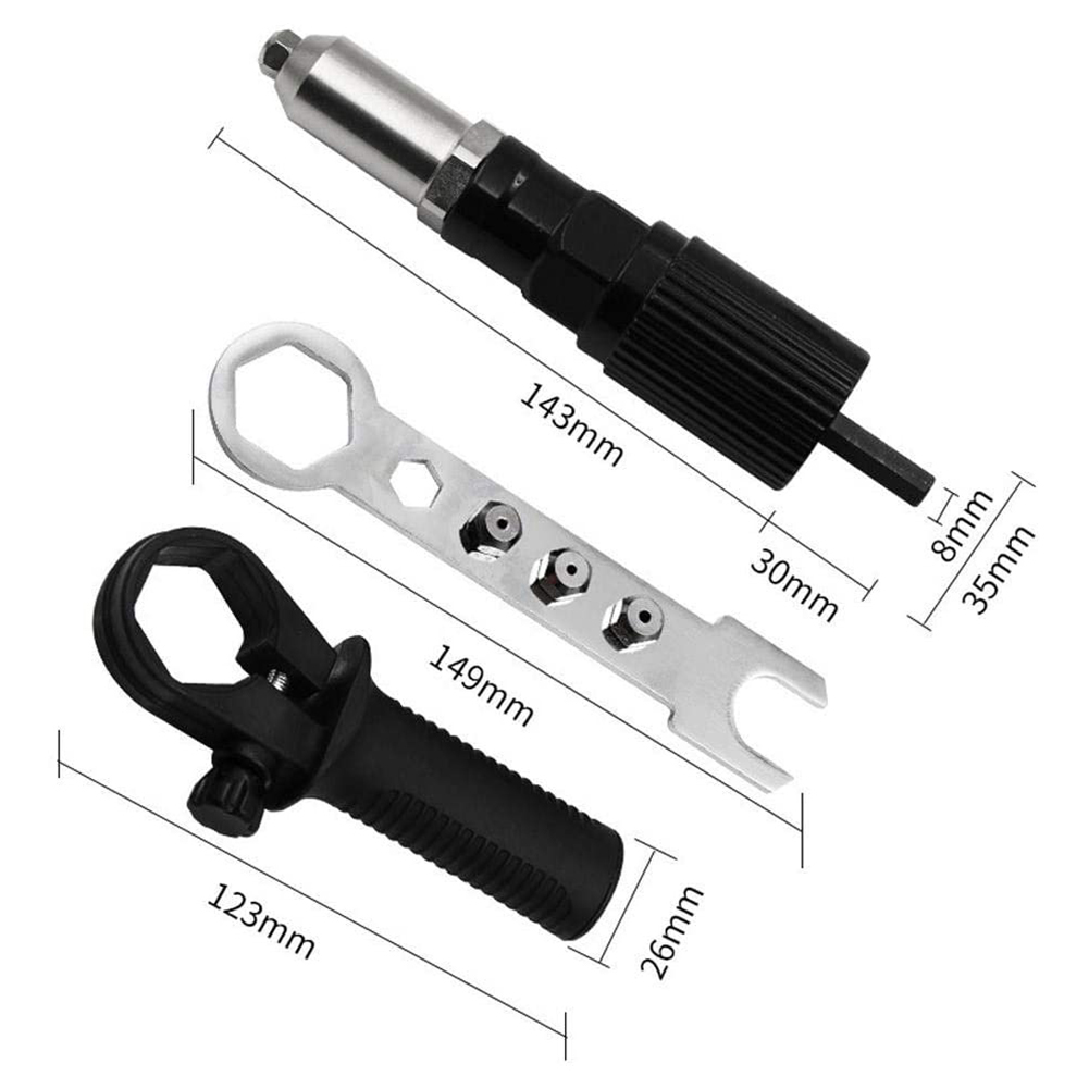 2.4-4.8mm Electric Rivet Gun Riveting Adapter Insert Cordless Rivet Nut Power Tools Kit Riveting Accessories for Electric Drill