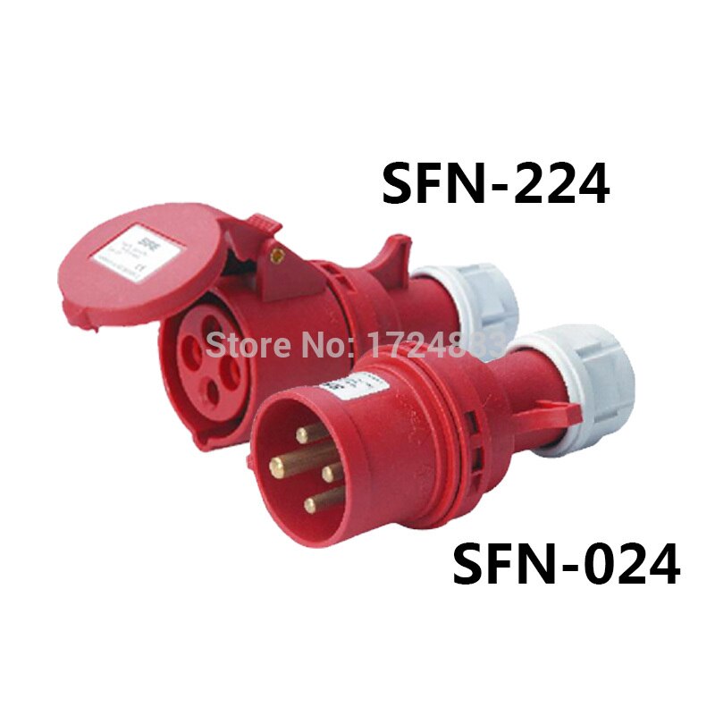 32A 3 pole connector Industrial male&female plugs SFN-024/SFN-224 waterproof IP44 380-415V~3P+E
