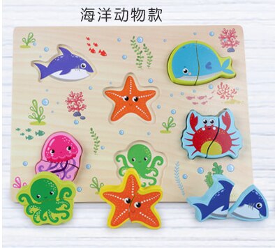 Wooden Puzzles Hand Grab Boards Toys Montessori Tangram Jigsaw Baby Educational Toys Cartoon Vehicle Animals Fruits 3D Puzzles: 9